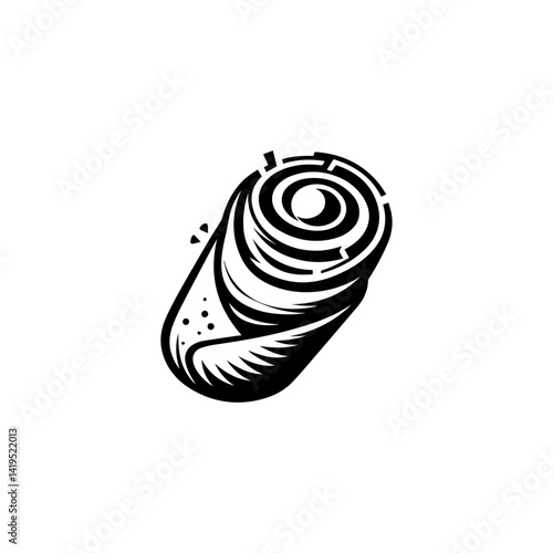 Outline vector of traditional lumpia spring rolls stacked neatly on serving plate illustration 