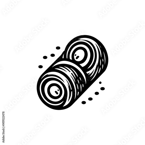 Cylindrical spring rolls stacked on round plate in lumpia logo vector style illustration