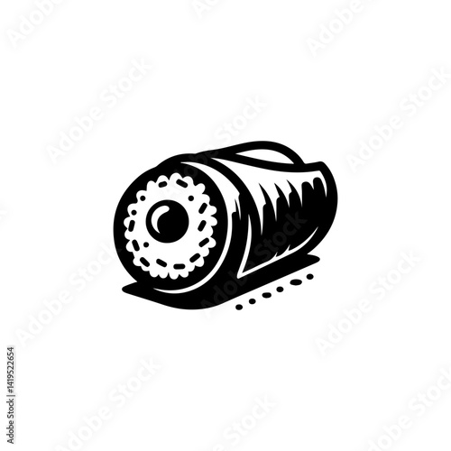 Cylindrical spring rolls stacked on round plate in lumpia logo vector style illustration
