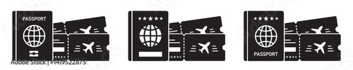 Passport and plane ticket icon, vector illustration