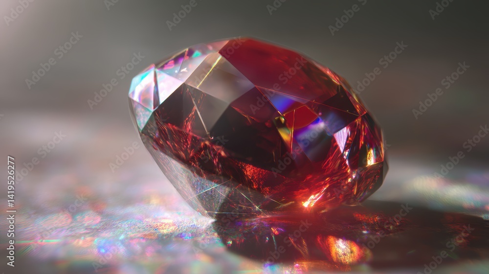 A stunning ruby gemstone with intricate facets reflecting a spectrum of colors. It's a captivating image that conveys luxury, brilliance, and rarity A stunning ruby gemstone with intricate facets reflecting a spectrum of colors. It's a captivating image that conveys luxury, brilliance, and rarity