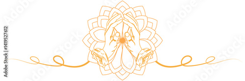 line art buddha hand and lotus illustration with a vesak day
