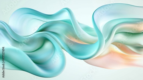 Abstract Teal and Peach Flowing Fabric Waves