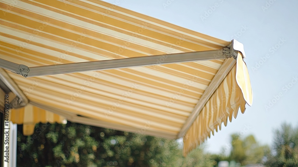 Outdoor PVC roof awning in a garden, showing how the material blocks sunlight while maintaining airiness