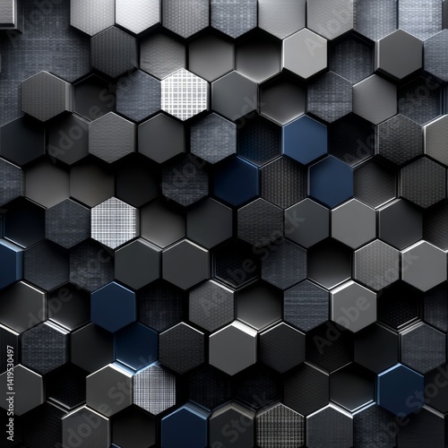 Obraz na płótnie Abstract Hexagon Grid: Modern Dark and Light Design with Texture and Depth for Backgrounds and Wallpapers w salonie