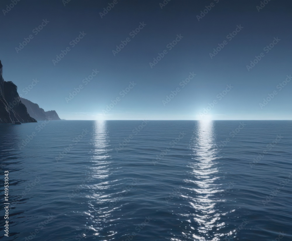 Fototapeta premium Subtle light blue to deeper blue gradient, calming ocean vibe, serene, waves, ocean