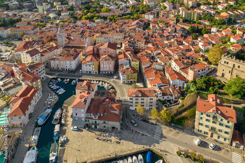 Obraz na płótnie Aerial view of the Muggia old town, Trieste, Italy w salonie