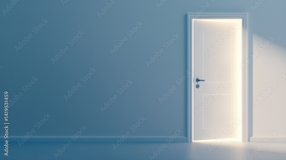 Illuminated doorway in minimalist interior with soft light effects Illuminated doorway in minimalist interior with soft light effects