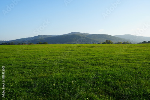 Landscape with plane in Silesian Beskids in Bielsko-Biala city in Poland