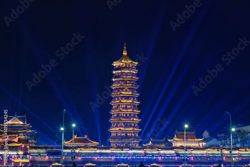 Canvas Print night view of the city of shanghai