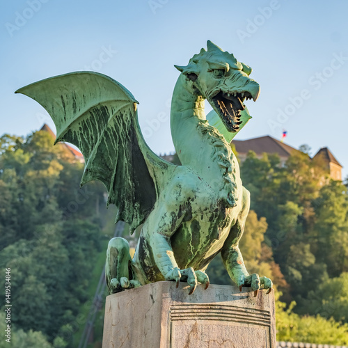 Obraz na płótnie Ljubljana Dragon bridge, symbol of Ljubljana, capital of Slovenia w salonie