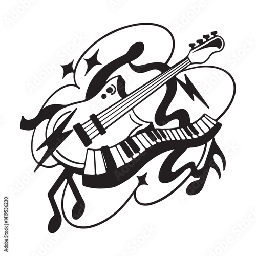 Png guitar keyboard illustration transparent background