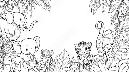 Wallpaper Mural Cute jungle animals coloring page Torontodigital.ca