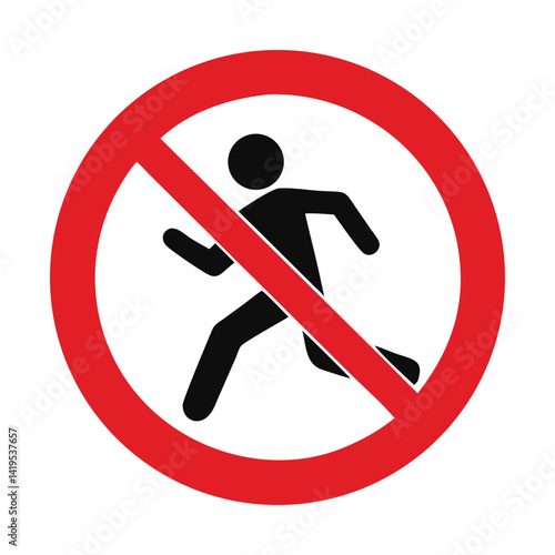 No Running Prohibited Sign Red Circle Icon