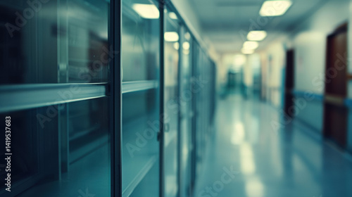 Empty glass medicine cabinet in hospital setting with open doors and shelves, symbolizing healthcare crisis, drug shortages and medical supply issues. Healthcare system challenges and hospital resourc