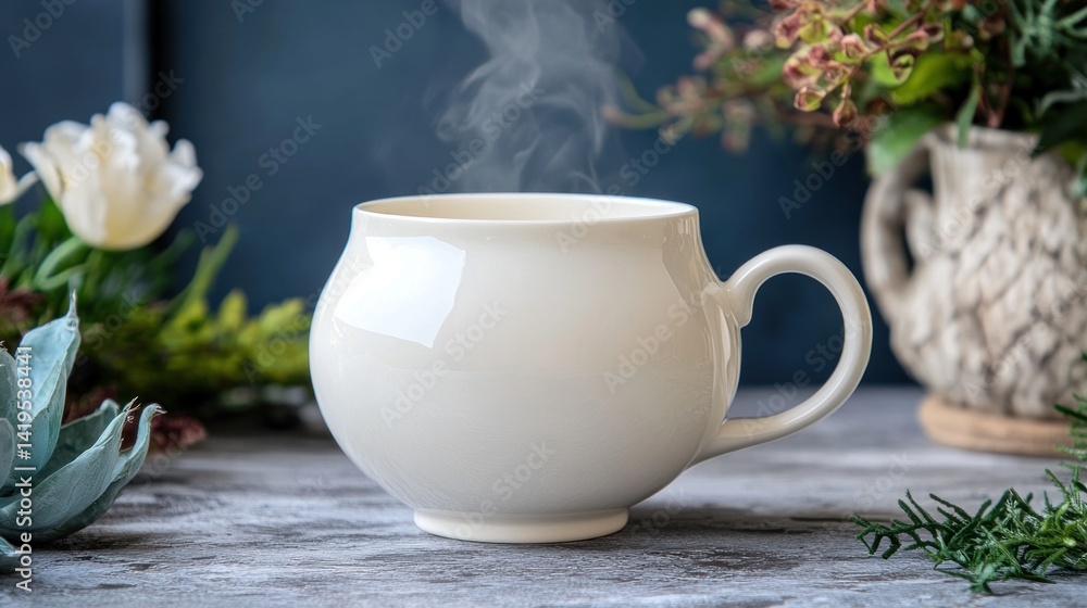 Warm Mug of Tea, Serene Morning Warm Mug of Tea, Serene Morning