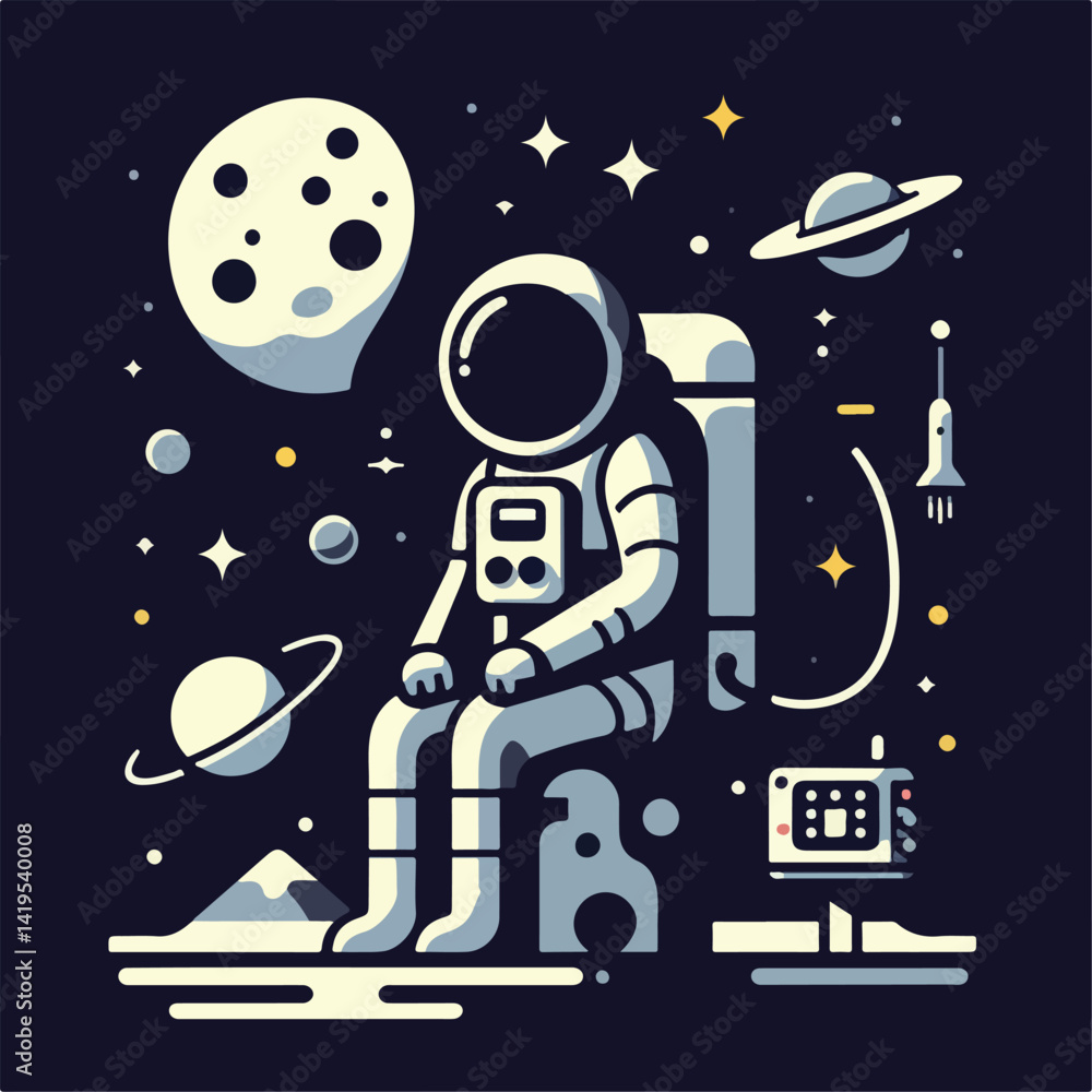 Fototapeta premium vector image of astronaut in space