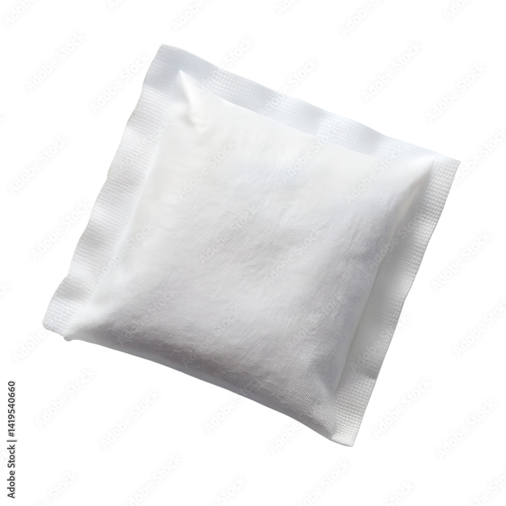 A single square cushion on a backdrop isolated on transparent background A single square cushion on a backdrop isolated on transparent background