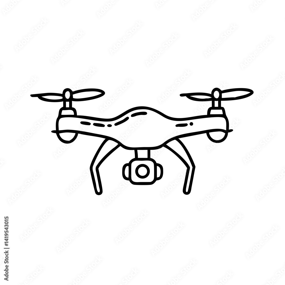 Drone illustration with camera in minimalist style  