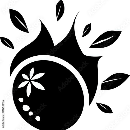 minimalist vector silhouette of Explosive Citrus Fruit