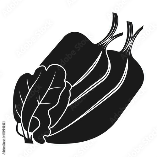 minimalist vector silhouette of Hydrated Fresh Vegetables