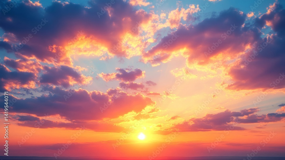 Fototapeta premium Vibrant Sunset Sky with Colorful Clouds
