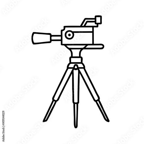 Line art of a camera on a tripod  