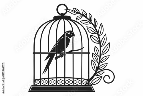 parrot cage silhouette black vector