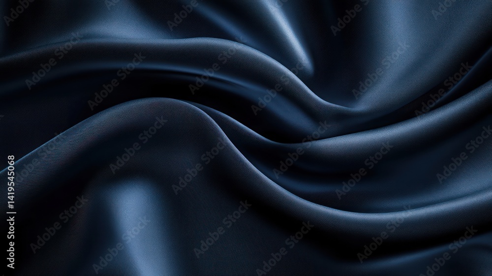 Fototapeta premium Midnight Blue Silk Drapery: Abstract Texture