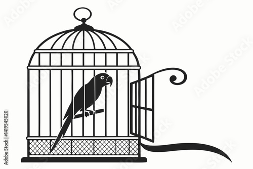 parrot cage silhouette black vector