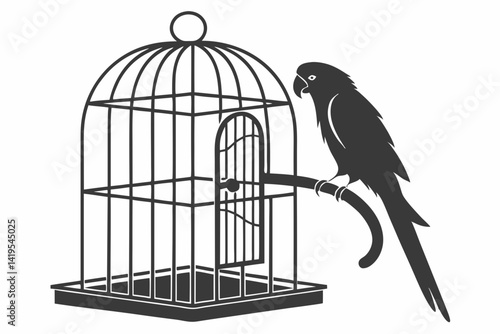 parrot cage silhouette black vector