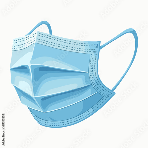 Medical face mask illustration in blue on a light background  