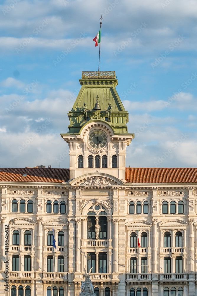 Trieste city hall on Piazza Unita d Italia square, Friuli Venezia Giulia region of Italy.