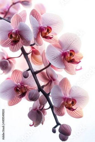 Obraz na płótnie Close-Up of Pink Orchids on White Background w salonie