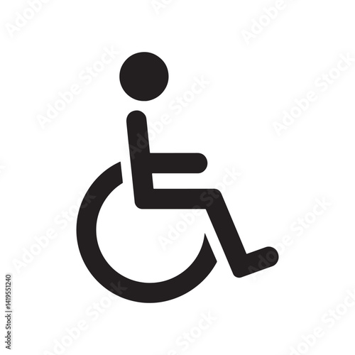 Black Accessibility Icon Featuring a Person in a Wheelchair Representing Inclusive Design, Disability Support, and Universal Access Editable Vector Illustration isolated on a white background
