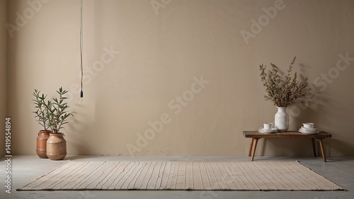 Minimalist Interior with Plants and Pottery
