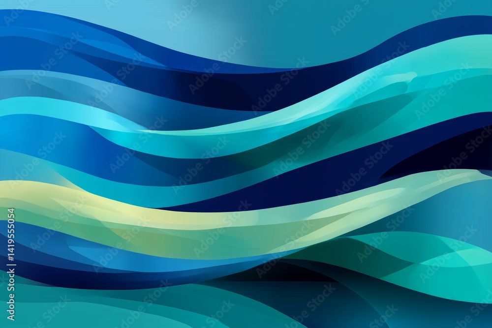 Fototapeta premium Elegant abstract sea waves vector with layered blue tones and subtle thin line contours for digital art projects.