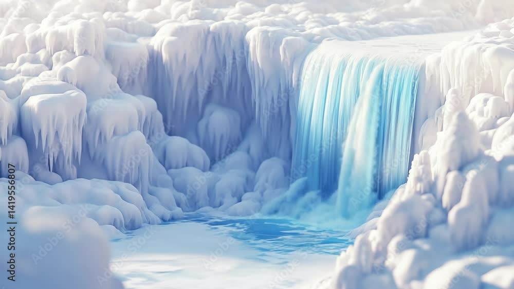 Frozen Cascade: An Enchanting Winter Waterfall Amidst Snowy Landscape Beauty Frozen Cascade: An Enchanting Winter Waterfall Amidst Snowy Landscape Beauty