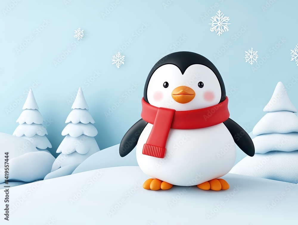 Cute penguin in winter scene (2) Cute penguin in winter scene (2)