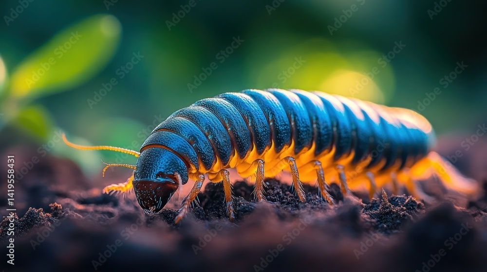 Close-up of a vibrant millipede Close-up of a vibrant millipede