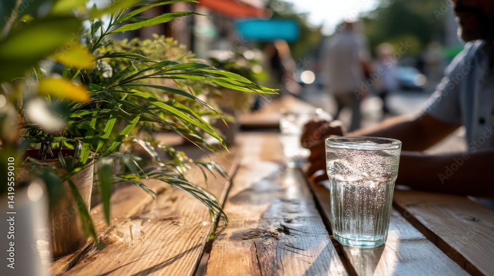 People sipping refreshing beverages on a sunny urban terrace close-up photography capturing a lively social vibe in an outdoor setting People sipping refreshing beverages on a sunny urban terrace close-up photography capturing a lively social vibe in an outdoor setting