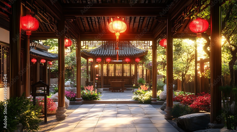 Fototapeta premium Spirituality expressed in dragon temple art high resolution picture