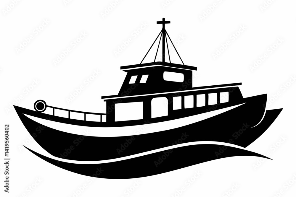 The boat silhouette black vector The boat silhouette black vector