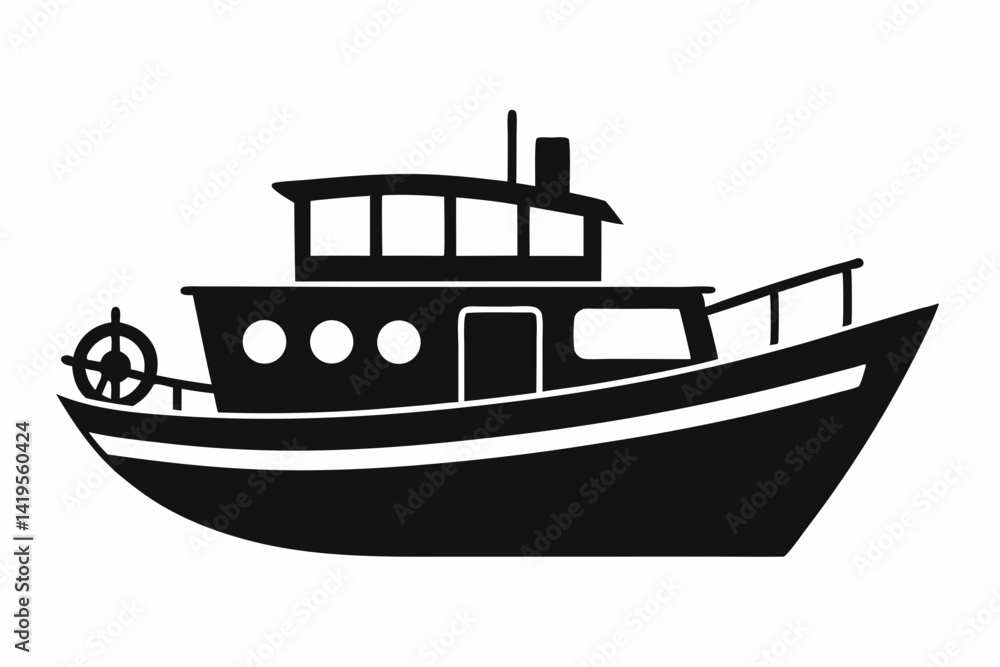 Obraz premium The boat silhouette black vector