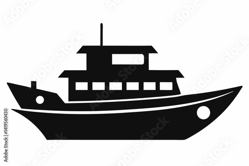 The boat silhouette black vector
