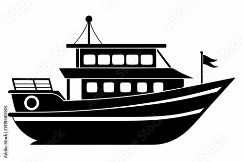 The boat silhouette black vector