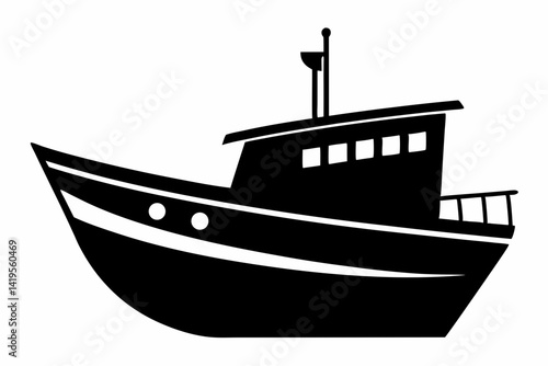 The boat silhouette black vector