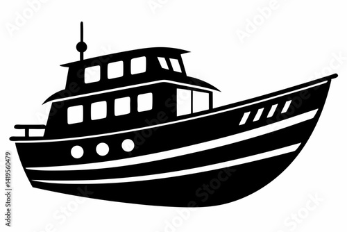 The boat silhouette black vector