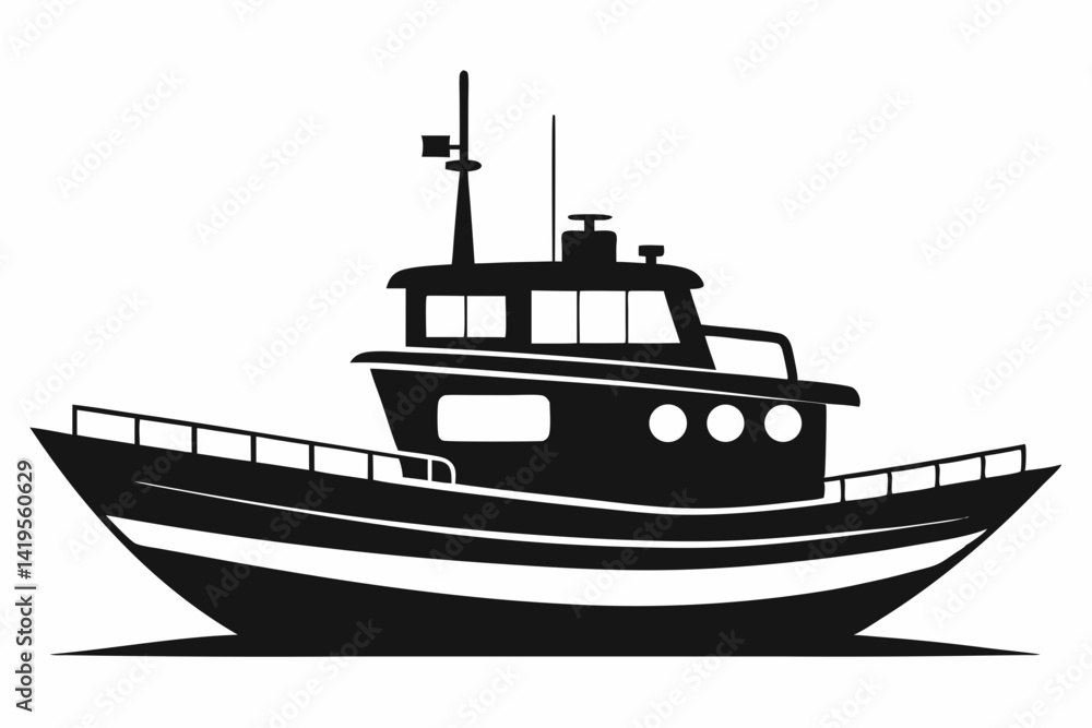 Fototapeta premium The boat silhouette black vector