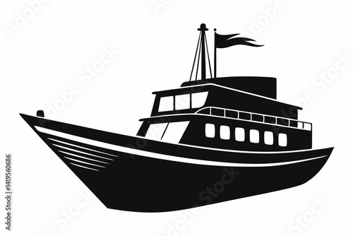 The boat silhouette black vector